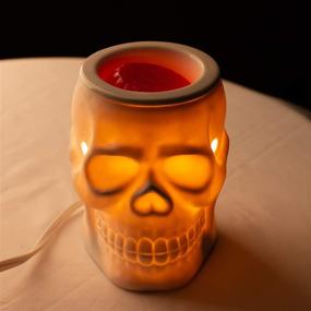 img 1 attached to 🔥 Resurgent Skull Ceramic Wax Warmer - STAR MOON Scentsy Wax Melter for Home Decor, Flameless & Smokeless, Dual Bulbs Included, No Soot