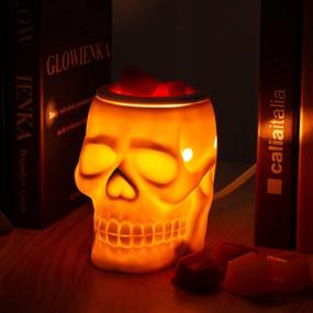 img 4 attached to 🔥 Resurgent Skull Ceramic Wax Warmer - STAR MOON Scentsy Wax Melter for Home Decor, Flameless & Smokeless, Dual Bulbs Included, No Soot