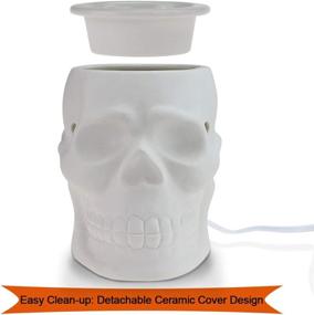 img 2 attached to 🔥 Resurgent Skull Ceramic Wax Warmer - STAR MOON Scentsy Wax Melter for Home Decor, Flameless & Smokeless, Dual Bulbs Included, No Soot