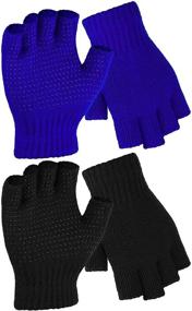 img 4 attached to Cooraby Fingerless Gloves: Stylish and Stretchy Men's Accessories for Comfortable Winter Wear