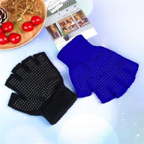 img 1 attached to Cooraby Fingerless Gloves: Stylish and Stretchy Men's Accessories for Comfortable Winter Wear