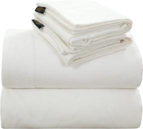 img 4 attached to Featherhead Home Cotton Flannel Bedding Sheet Set - Extra Soft and Breathable Queen Size Flannel Sheets for Warm and Cozy Comfort in White