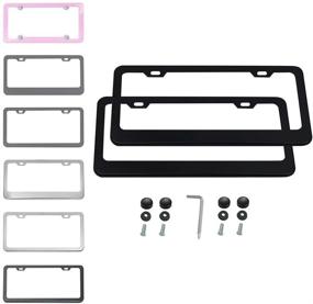 img 4 attached to 🔧 Повысьте качество своих номерных знаков с помощью iBetter - 2 шт. рамы для номерных знаков из толстой нержавеющей стали - стандарт США, 2 отверстия, черные, в комплекте с крепежом!