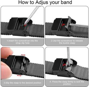 img 1 attached to 🏻 Stainless Steel Narrow Replacement Wristband for Fitbit Versa - Slim Metal Band for Women - Black