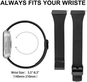 img 2 attached to 🏻 Stainless Steel Narrow Replacement Wristband for Fitbit Versa - Slim Metal Band for Women - Black