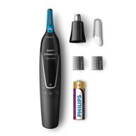 💇 philips norelco nose hair trimmer 3000: precision groomer for nose, ears & eyebrows with 6-piece set logo