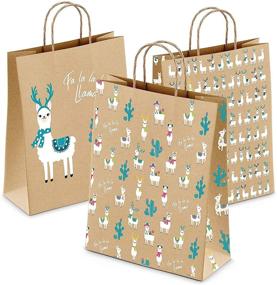 img 3 attached to 🎁 Adorable Festive Prints: Christmas Gift Bags Set of 18, Llama Kraft Bags in Assorted Sizes - Perfect for Holiday Wrapping - Bulk Xmas Bag Set with SMALL MEDIUM LARGE options