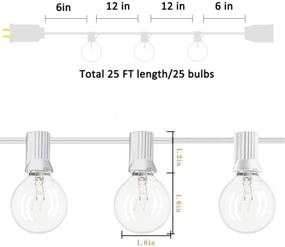 img 3 attached to 🌟 Romasaty 25FT String Lights - G40 Outdoor String Lights Edison Bulbs - Clear Globe String Lights with 27 Clear Bulbs - Indoor/Outdoor Commercial Decoration - White Wire