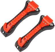 2 pcs high carbon steel car safety hammer escape tool set with seatbelt cutter & glass punch breaker - life-saving auto rescue disaster kit logo