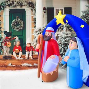 img 2 attached to 🎄 Joyful Holidays! HappyThings Christmas Inflatables: Yard Nativity Sets, Star of Bethlehem Arch, LED Lights, Blower included - 5.7x7x3 ft for Outdoor Decorations