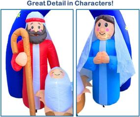 img 1 attached to 🎄 Joyful Holidays! HappyThings Christmas Inflatables: Yard Nativity Sets, Star of Bethlehem Arch, LED Lights, Blower included - 5.7x7x3 ft for Outdoor Decorations