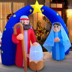 img 4 attached to 🎄 Joyful Holidays! HappyThings Christmas Inflatables: Yard Nativity Sets, Star of Bethlehem Arch, LED Lights, Blower included - 5.7x7x3 ft for Outdoor Decorations