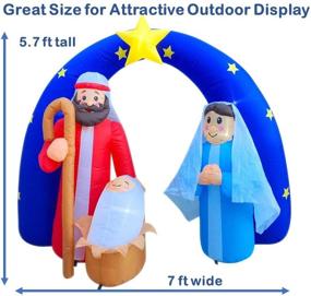 img 3 attached to 🎄 Joyful Holidays! HappyThings Christmas Inflatables: Yard Nativity Sets, Star of Bethlehem Arch, LED Lights, Blower included - 5.7x7x3 ft for Outdoor Decorations