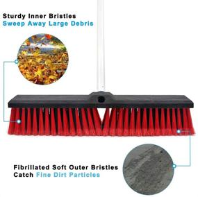 img 2 attached to 🧹 Multi-Purpose Push Broom for Efficiently Cleaning Indoor & Outdoor Surfaces - Stiff Bristles, Wide Coverage, Long Handle - Ideal for Bathrooms, Kitchens, Patios, Garages, Decks, and More!