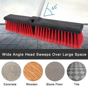 img 1 attached to 🧹 Multi-Purpose Push Broom for Efficiently Cleaning Indoor & Outdoor Surfaces - Stiff Bristles, Wide Coverage, Long Handle - Ideal for Bathrooms, Kitchens, Patios, Garages, Decks, and More!