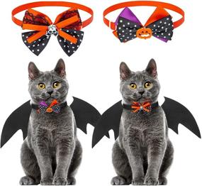 img 4 attached to 🐾 SCENEREAL 2 Pack Cat Halloween Collar with Bow Ties and Bat Wings - Pet Costumes and Dress Up Accessories for Cats and Small Dogs