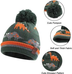 img 1 attached to 🦖 Dinosaur Toddler Winter Knitted Beanie: Must-Have Boys' Accessory for Cold Weather!