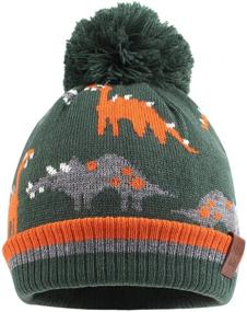 img 3 attached to 🦖 Dinosaur Toddler Winter Knitted Beanie: Must-Have Boys' Accessory for Cold Weather!