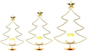 img 3 attached to 🎄 Gold Christmas Tree Candlestick Holders: Festive Set of 3 for Dinning, Party & Christmas Decoration
