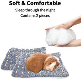 img 3 attached to 🐹 2-Pack of Square Plush Guinea Pig Pillows, Cozy Hamsters, Sugar Gliders, Hedgehogs Sleep Bed, Rabbit Cage Accessories Mat