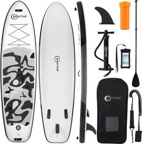 img 4 attached to PORTAL Stand Up Paddle Board: Complete Inflatable SUP Package with Bag, Pump, Paddle, Leash, Fin, Repair Kit & Waterproof Phone Case