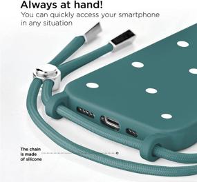 img 2 attached to Necklace Phone Cover Compatible With IPhone Xs Max Case With Cord Strap Soft Silicone Crossbody Lanyard Bumper Dark Green With Pattern White Dots