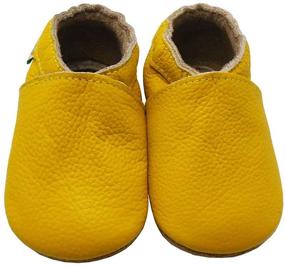 img 2 attached to 👶 SAYOYO Baby Dark Grey Soft Sole Leather Prewalkers Infant Shoes for Baby Toddler