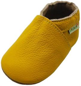 img 4 attached to 👶 SAYOYO Baby Dark Grey Soft Sole Leather Prewalkers Infant Shoes for Baby Toddler