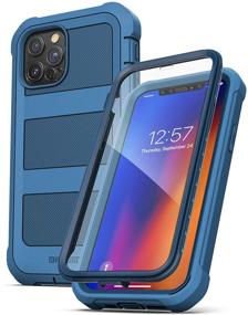 img 1 attached to 🦅 Blue Encased Falcon Armor: Compatible iPhone 12 Pro Max Case | Full Body Cover with Screen Protector, Belt Clip Holster, and Built-in Screen Guard