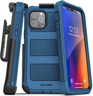 🦅 blue encased falcon armor: compatible iphone 12 pro max case | full body cover with screen protector, belt clip holster, and built-in screen guard logo