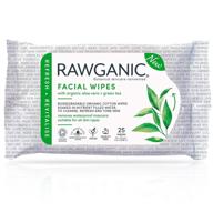 🌿 organic fragrance-free facial wipes with aloe vera and green tea, biodegradable and refreshing (25-count), packaging may vary - rawganic logo