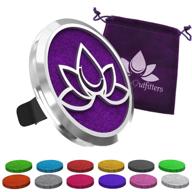 🚗 enhance your driving experience with the car diffuser vent clip: lotus flower stainless steel locket & 12 bonus essential oil felt pads to improve air quality, ease motion sickness, and promote a calm drive logo