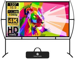 img 4 attached to 📽️ Portable Foldable Projector Screen - 120 Inch HD 4K Double Sided Display for Indoor/Outdoor Home Theater Movies
