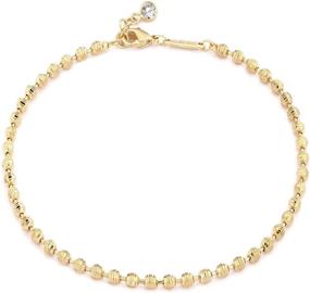 img 4 attached to 14K золотого покрытия Милая ожерелье-цепочка Спутник бриллианта различной формы и круглые бусины для женщин - ручная работа, изящное золотое бисерное браслетное кольцо.