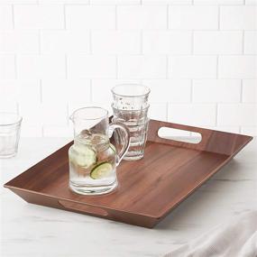 img 1 attached to 🎉 Convenient and Stylish AmazonBasics Large 19 Inch Handled Serving Tray