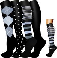 high-quality compression socks 4 pairs -20-30 mmhg for medical, circulation, running, athletic, hiking, and pregnancy support logo