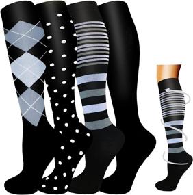 img 4 attached to High-Quality Compression Socks 4 Pairs -20-30 mmHg for Medical, Circulation, Running, Athletic, Hiking, and Pregnancy Support