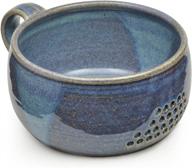🍓 blue handmade stoneware berry bowl/colander - gw pottery logo