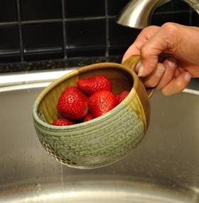 img 2 attached to 🍓 Blue Handmade Stoneware Berry Bowl/Colander - GW Pottery