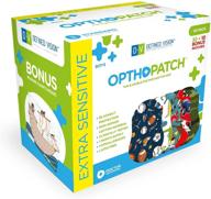 opthopatch kids eye patches - fun boys design - 30+10 bonus latex free hypoallergenic cotton adhesive bandages for amblyopia and cross eye by defined vision: improved vision support for kids logo