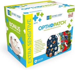 img 4 attached to Opthopatch Kids Eye Patches - Fun Boys Design - 30+10 Bonus Latex Free Hypoallergenic Cotton Adhesive Bandages for Amblyopia and Cross Eye by Defined Vision: Improved Vision Support for Kids