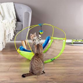 img 4 attached to Discover Endless Fun with the PETMAKER Interactive Cat Toy Rocking 🐱 Activity Mat – Swing, Sisal Scratching, Hanging Toy & Rolling Ball Combo!