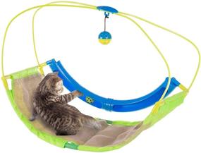 img 1 attached to Discover Endless Fun with the PETMAKER Interactive Cat Toy Rocking 🐱 Activity Mat – Swing, Sisal Scratching, Hanging Toy & Rolling Ball Combo!