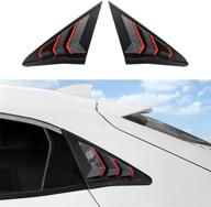sporty carbon fiber red rear side window louvers for honda civic hatchback type r - 10th gen civic racing style air vent scoop shades cover blinds (2016-2021) logo