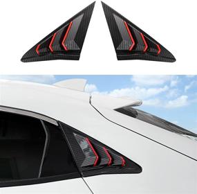 img 4 attached to Sporty Carbon Fiber Red Rear Side Window Louvers for Honda Civic Hatchback Type R - 10th Gen Civic Racing Style Air Vent Scoop Shades Cover Blinds (2016-2021)
