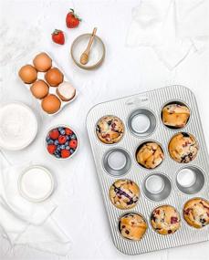 img 2 attached to Set of 2 USA Pan Bakeware Cupcake and Muffin Pans, 12-Well, Nonstick Quick Release Coating, Made with Aluminized Steel