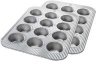 set of 2 usa pan bakeware cupcake and muffin pans, 12-well, nonstick quick release coating, made with aluminized steel logo