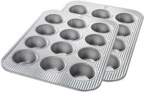 img 4 attached to Set of 2 USA Pan Bakeware Cupcake and Muffin Pans, 12-Well, Nonstick Quick Release Coating, Made with Aluminized Steel