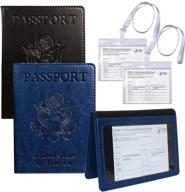 secure your passport & vaccination records with the travel-friendly passport vaccine leather protector logo