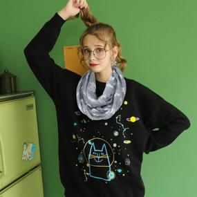 img 1 attached to 🦌 Cute Moose Print Infinity Loop Scarf for Christmas: Discover GERINLY Animal Circle Scarves